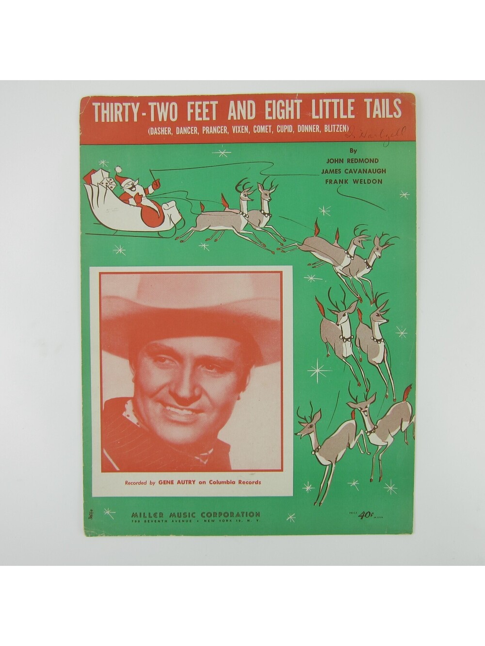 Sheet Music Thirty-Two Feet and Eight Little Tails Gene Autry Christmas 1940